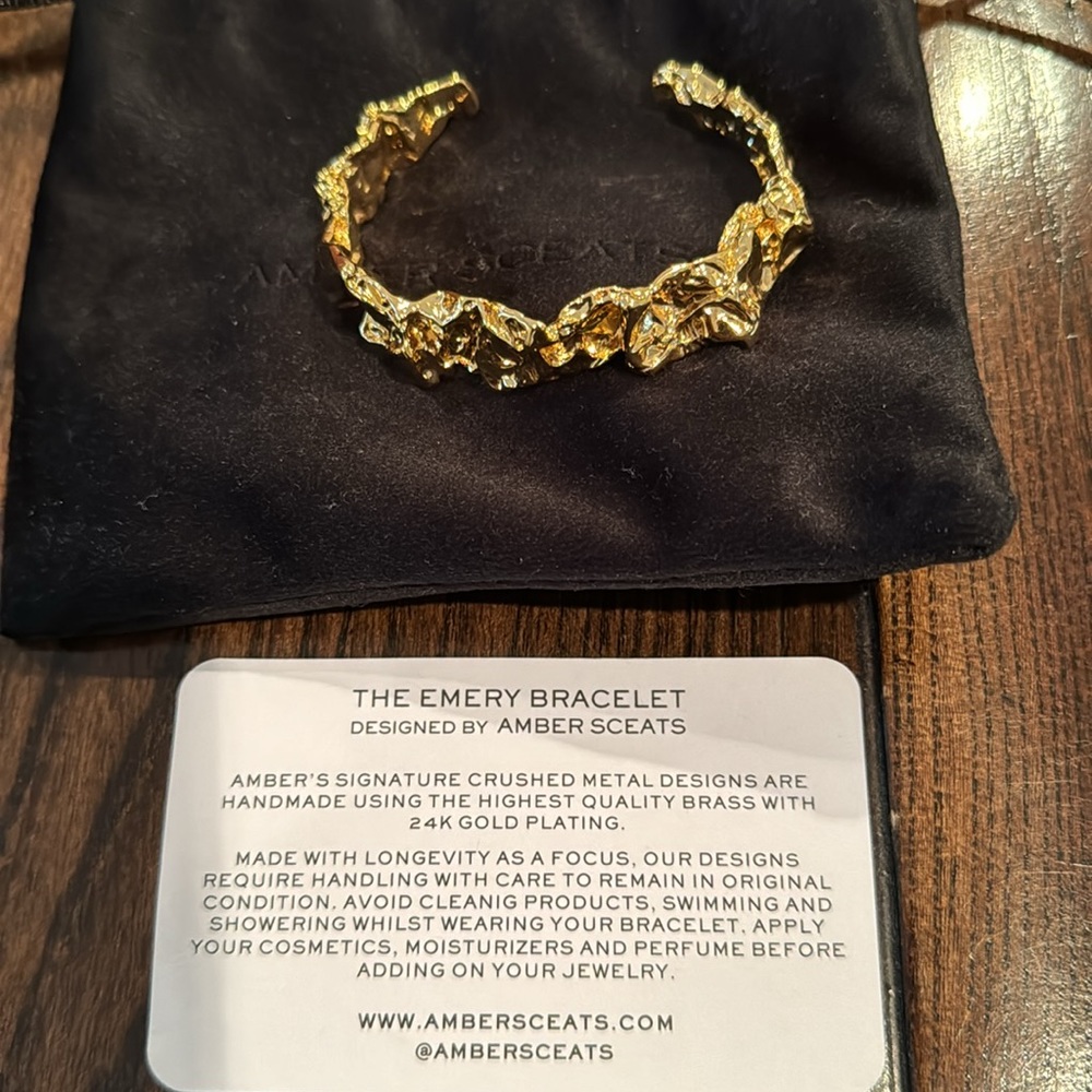 24K Gold Plated Cuff Bracelet, Amber Sceats